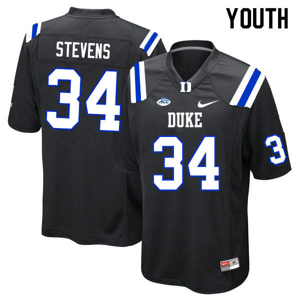 Youth #34 Sayyid Stevens Duke Blue Devils College Football Jerseys Sale-Black - Click Image to Close